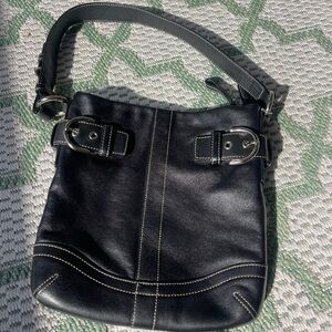 Coach 2005 Soho Black Leather Y2K Slim Duffle Convertible 1453